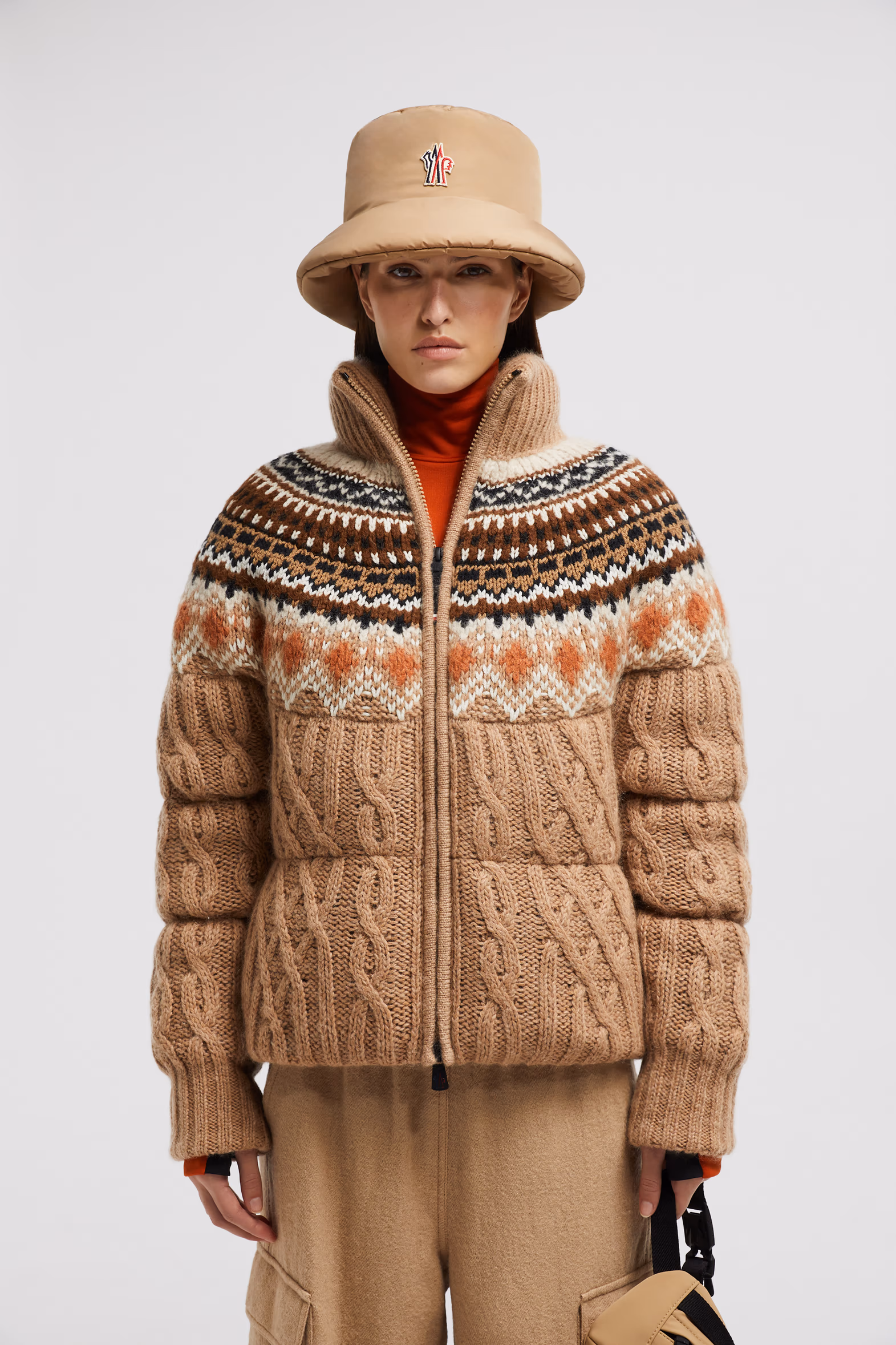 Wool, Mohair & Alpaca Short Down Jacket Women Multicolour Moncler 0